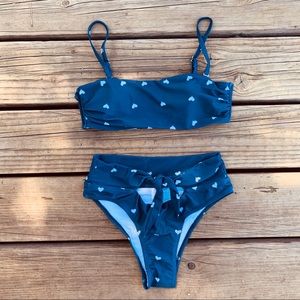 RETRO LOVE ♡ BLUE High Waisted Bikini Set